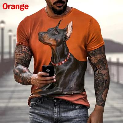 Maglietta estiva alla moda, in saldo, con stampa 3D, a maniche corte, girocollo, con stampa Doberman 3D, da uomo e da donna, con stampa animel, a forma di cane.