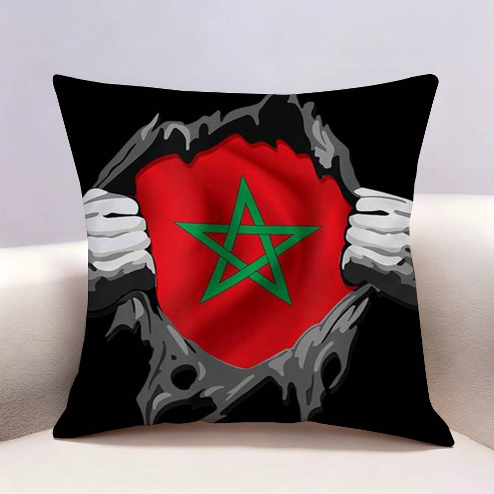 Morocco Map Flag Doublesided Print Pillow Case Cushion Cover Throw Pillow Case For Car Sofa