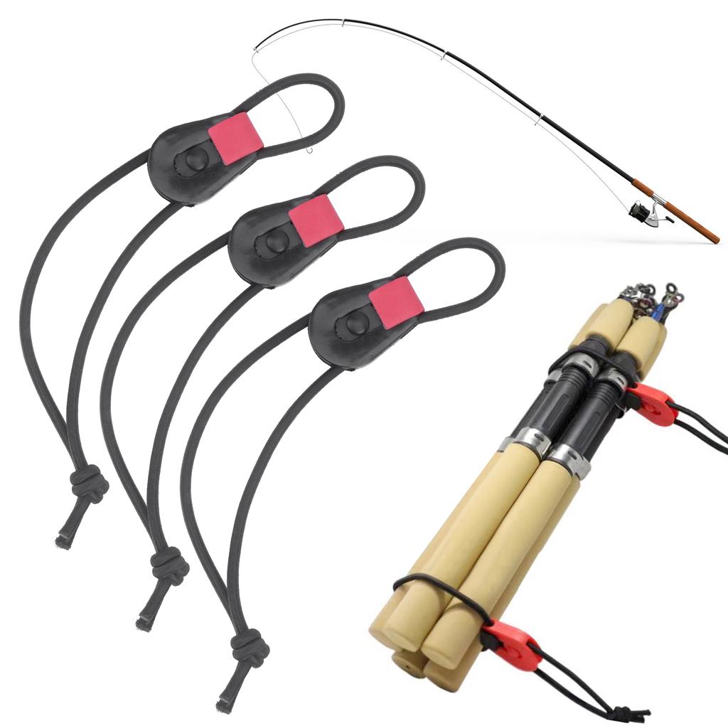 3pcs Fishing Quick Rod Ties Leash for Pole Holders Organizer Stretchy Cord Straps