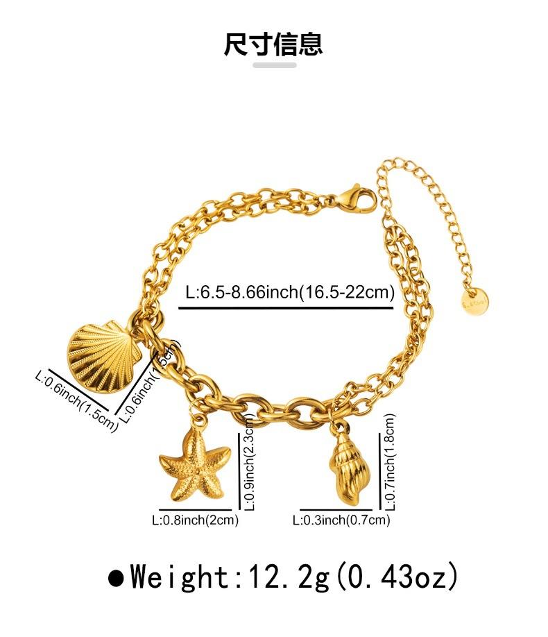 Summer Beach Stainless Steel Chain Bracelet Fashionable Turtle Shell Ocean Style Pendant Hand Accessory