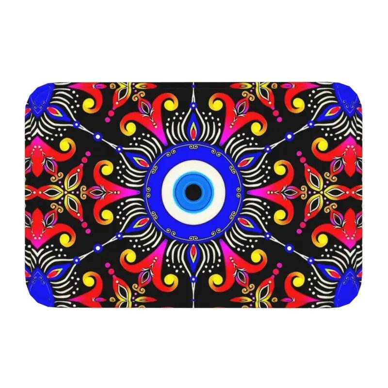 Custom Greek Turkish Evil Eye Doormat Mat Anti-Slip Mediterranean Style Kitchen Bathroom Living Room Rug Carpet 40*60cm