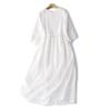 Summer Vintage Embroidery Solid Color Long Dresses Women Casual Breathable White Thin Dress Robe Elegant Clothing