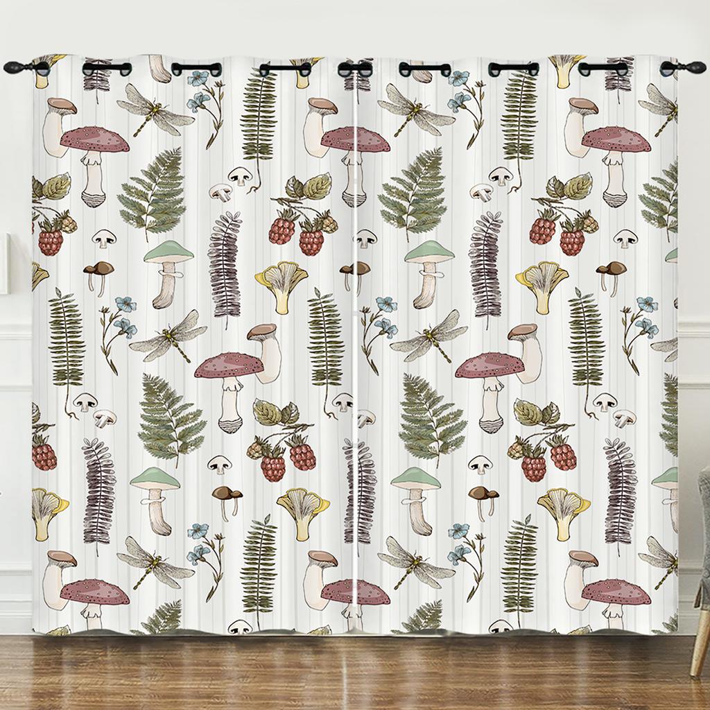 Curtain Flower Fresh Illustration Animal 3D Digital Printing Blackout Curtain Punching