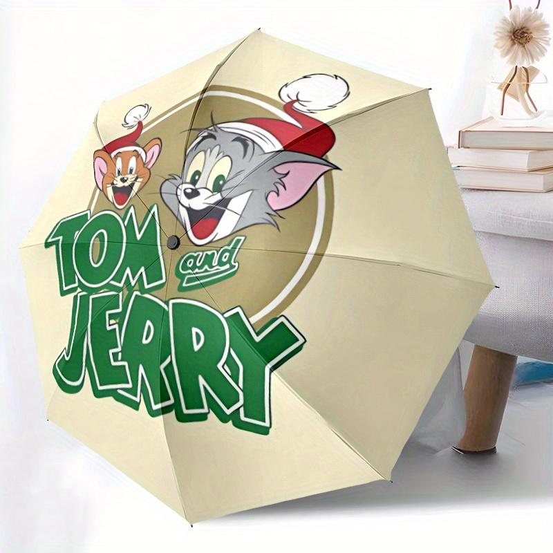 Tom Jerry Automatic Open/close Umbrella, Heavy-Duty Iron Frame, Folding Portable Design, Travel, Everyday Use 188