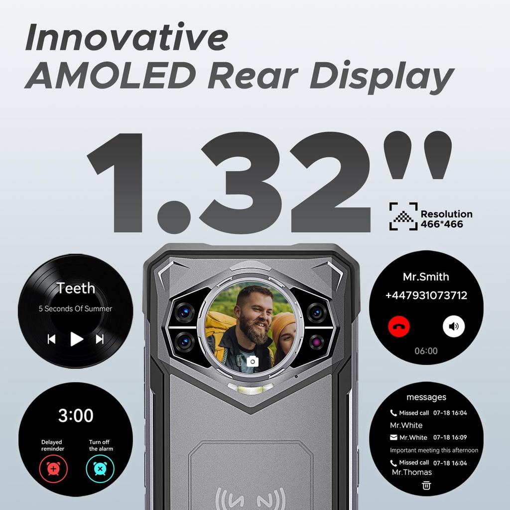 DOOGEE S200 Rugged Smartphone 5G, 32GB+256GB/2TB, 10100mAh/33W, 1.32" AMOLED Rear Display, 6.72” FHD+/120Hz, 100MP+20MP