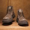 Fashion Autumn Fashion Brown Mens Ankle Boots Comfortable Suede Leather Biker Boots Man Non-slip Motorcycle Boots for Men High Top Botas