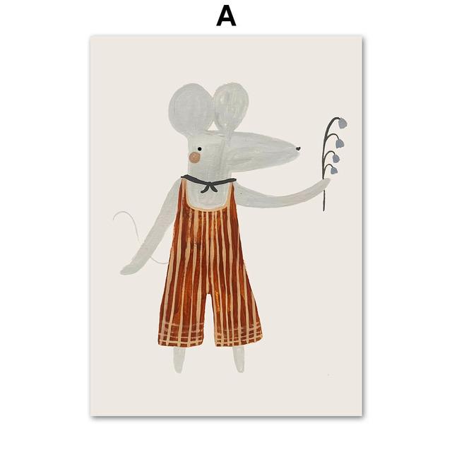 

Мультфильм Мышь Гепард Кролик Медведь Единорог Настенная Картина на Холсте Детские Плакаты и Отпечатки Настенные Панно Декор Для Детской Комнаты (с рамкой) 15*20cm(with frame)