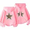 Girl Hoodie Zip Up Tops Pink Black Gray Hoodies Kid Autumn Zipper Style Children Outdoors Coat