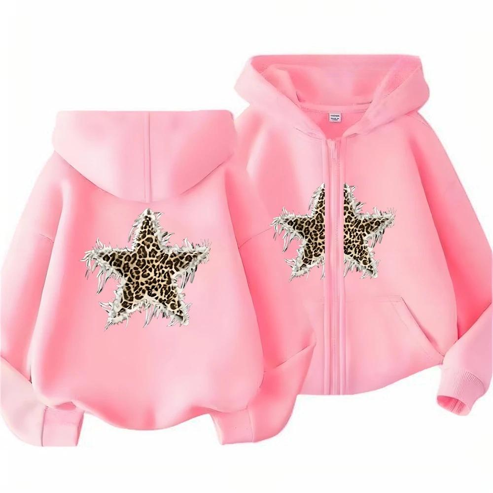 Girl Hoodie Zip Up Tops Pink Black Gray Hoodies Kid Autumn Zipper Style Children Outdoors Coat