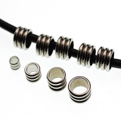 20pcs Stainless Steel Metal Spacer Tube Beads 3-6mm Big Hole for DIY Bracelet Leather Cord Charms Slider Jewelry Making