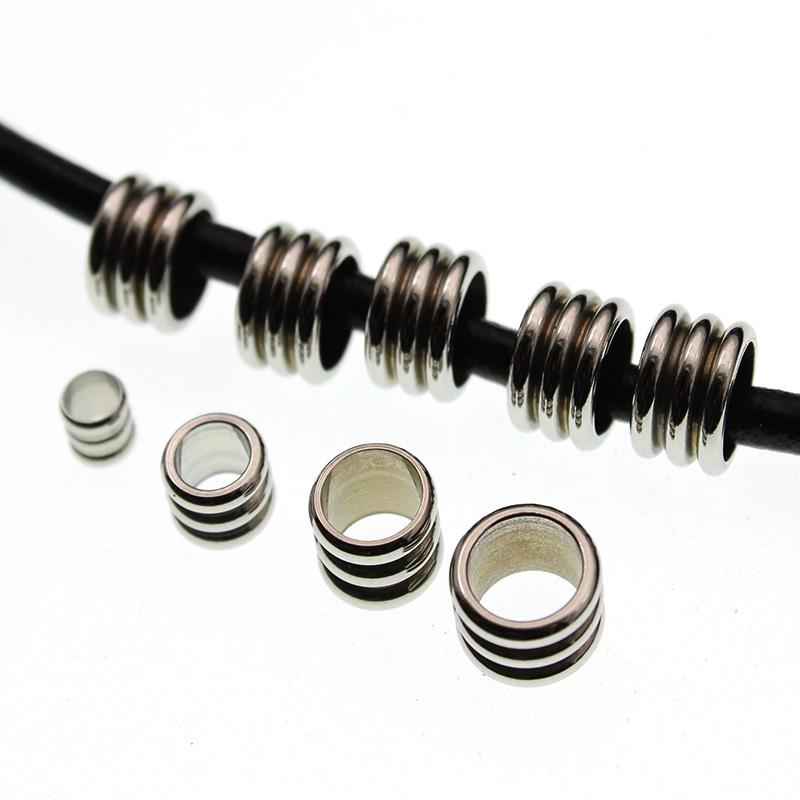 

20pcs Stainless Steel Metal Spacer Tube Beads 3-6mm Big Hole for DIY Bracelet Leather Cord Charms Slider Jewelry Making hole 3mm