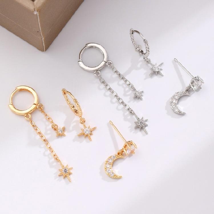Three Part Mismatched Glowing Earrings Set Delicate Mixture Posts For Everyday Wear And Special Incidents