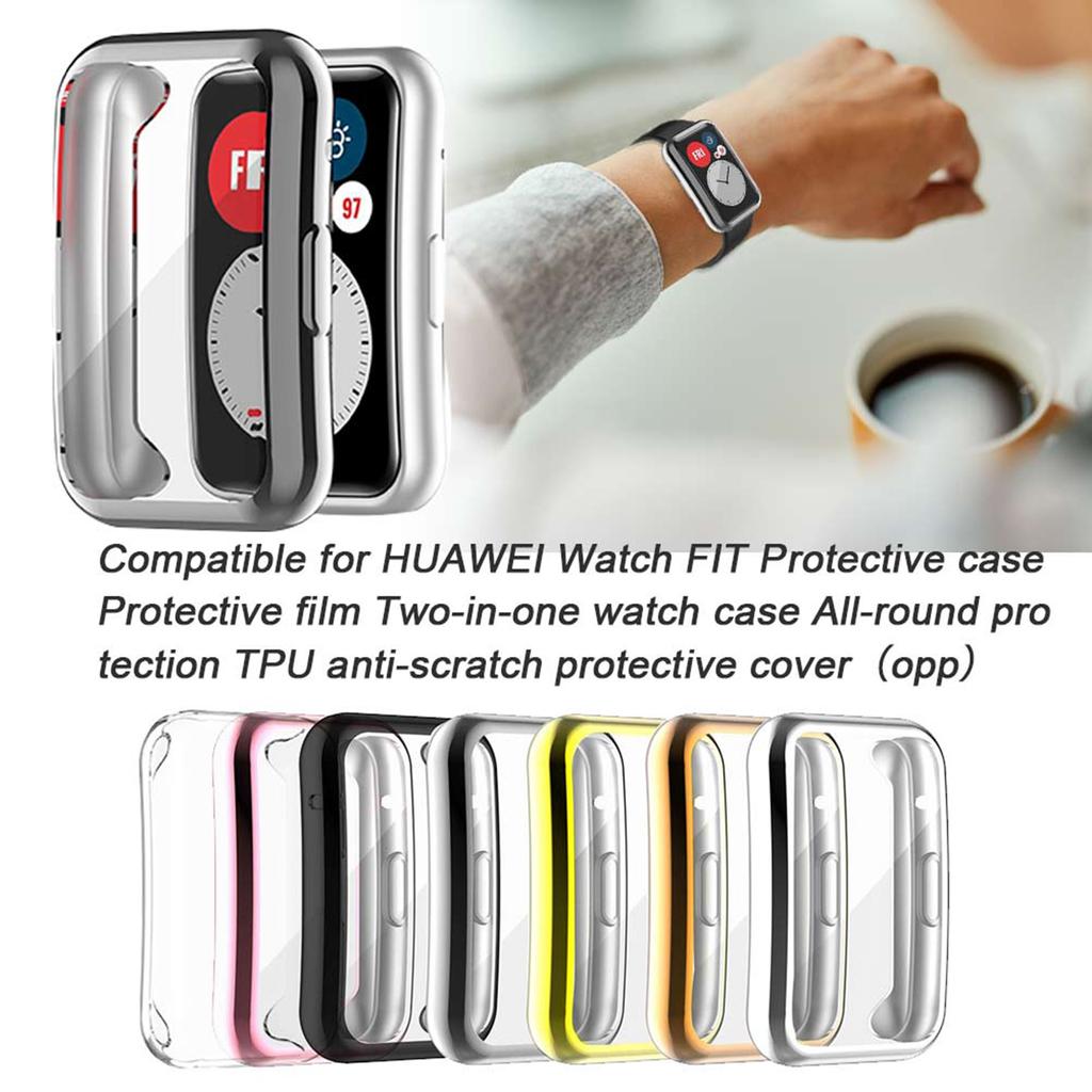 Hülle Kompatibel für HUAWEI Watch FIT Vollabdeckung Hülle Displayschutzfolie Weiches TPU Kratzfest Rundumschutz