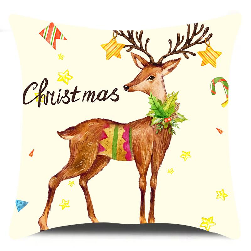 New Christmas Elements Multicolor Digital Printed Pillow Case Sofa Decoration Santa Claus Pillow Case Pillow Case