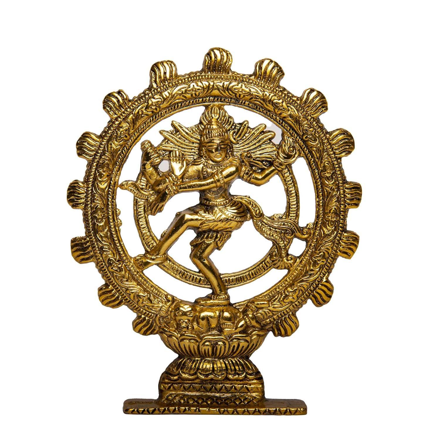 

Статуя танцующего Шивы Господа Натараджи, выполненная с большой детализацией из слоновой кости с антикварной позолотой - Статуя индуистского бога | Домашний декор | Мандир | Подарок |