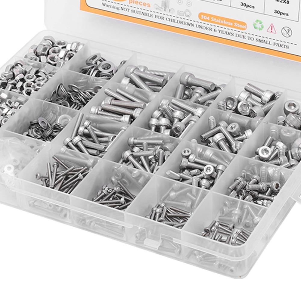 1220pcs Metric Screw Nut Washer Assortment Durable Fastener Assortment Kit Furniture Assembly