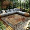 Realistic Tiger Pattern Area Rug, Bohemian Jungle Theme Non-Slip Carpet, Plush Living Room Mat for Nature Inspired Decor