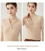Kochi Women's V-Neck Plaid Knit Short-Sleeve Top - 2026 Summer Collection, High-End Casual Style with Lapel