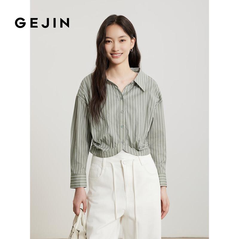 Women s Striped Short-Length Long-Sleeve Shirt L