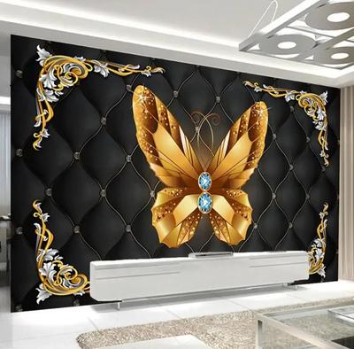 Europäischer Stil 3D Wandbild Schmetterling Schmuck Schwarz Weiche Rolle Tapeten Wohnzimmer Schlafzimmer Hintergrund Wandpapiere