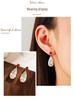 18K Gold Waterproof Zirconia Water Drop Earrings, European & American Style, Stainless Steel & Titanium, Women's Jewelry