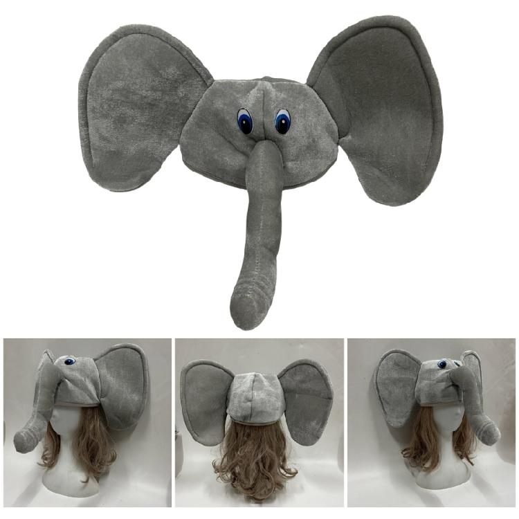 Plush Elephant Hat Unisex Headgear for Halloween Cosplay Event Props Novelty Costume Hat Headwear 3D Hat for Party
