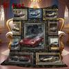 Classic Car Collection 2D Flat Pattern Flannel Blanket, High Quality All Seasons, Home Decor, Warmth and Comfort, Perfect for Christmas Gifts.
