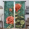 Retro Flower Curtains for Living Room Curtain for Room 2 Panel Shades Halloween Decoration Home Interior Curtains Partition