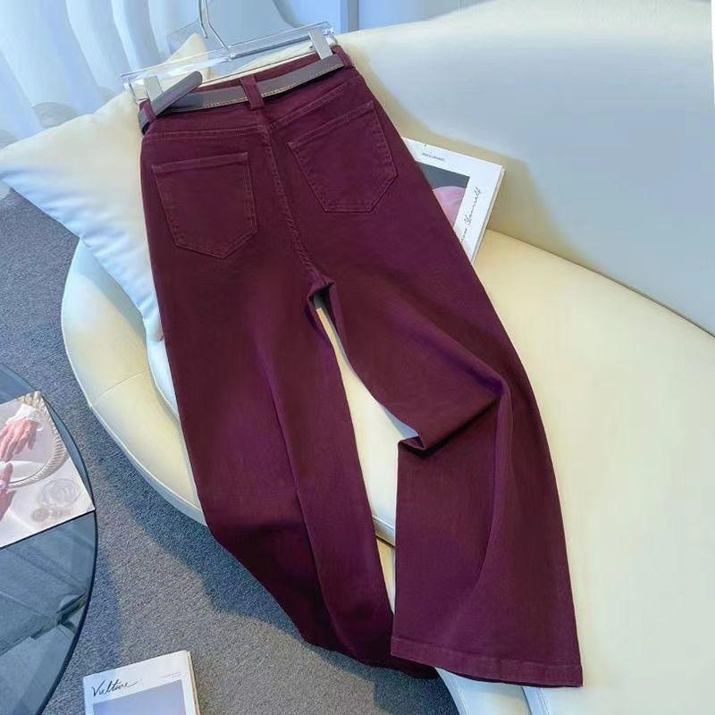 Vintage Plus Size Wide Leg Jeans Pant Women's High Waist Versatile Straight Floor-Length Pants
