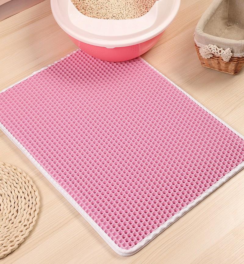 Extra-Large Double-Layer Anti-Splash Cat Litter Mat with Velcro