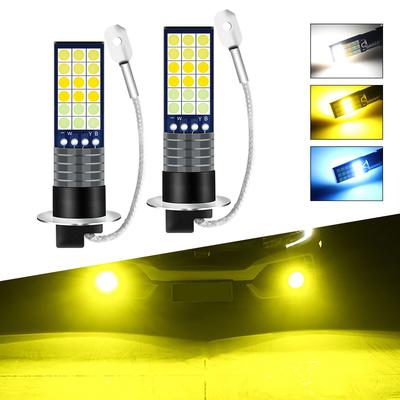 High Brightness Tricolor LED Fog Lights for Car H3 Waterproof Aluminum Alloy for Stable and Clear Light Emission