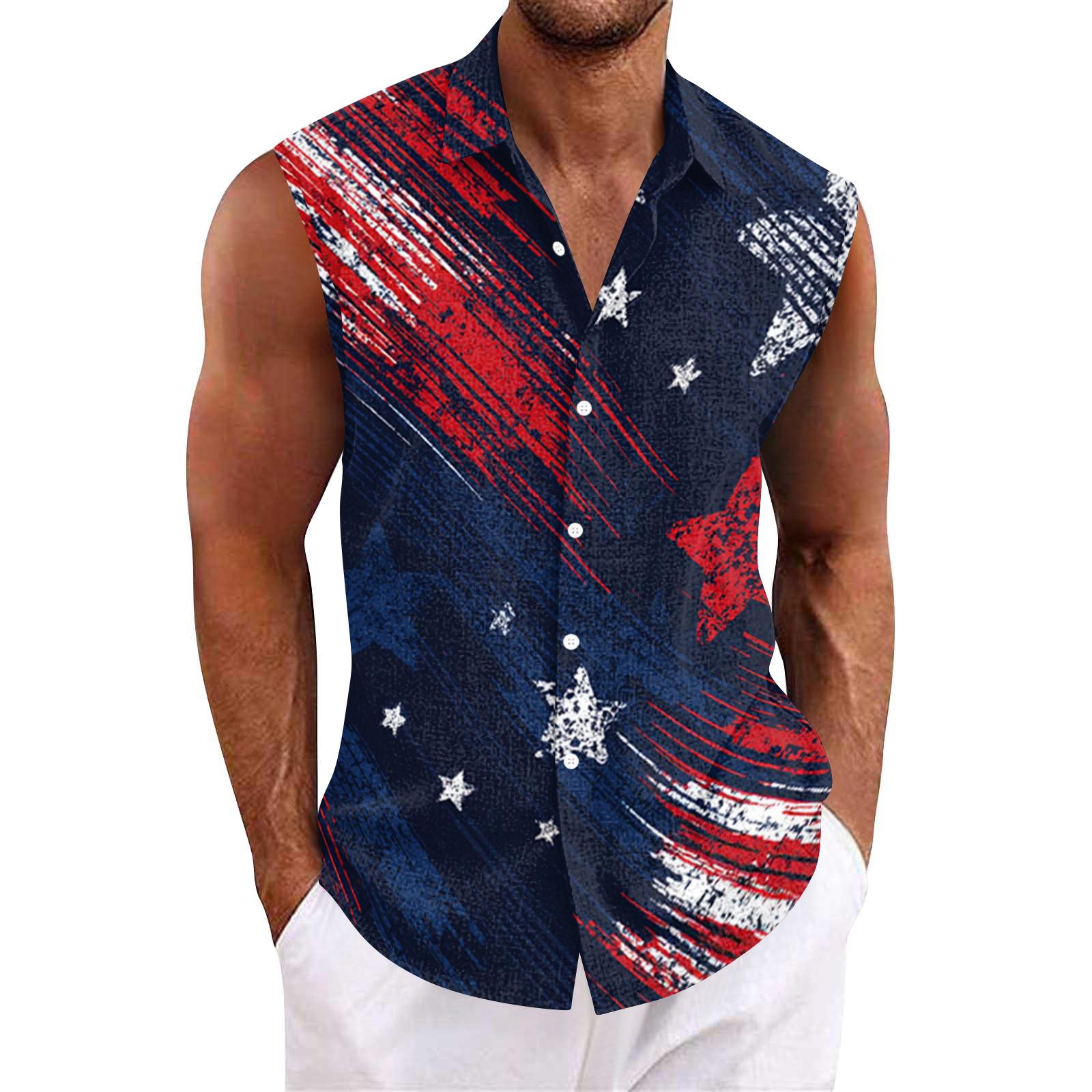 

Men Tank Tops Sleeveless Shirts for Men Button Down Star Print Men’s Tank Tops Casual Collared Men’s Tank Shirts XL білий