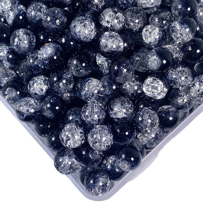 Black Series 10mm Ice-Cracked Glass Beads for DIY Jewelry Crafting