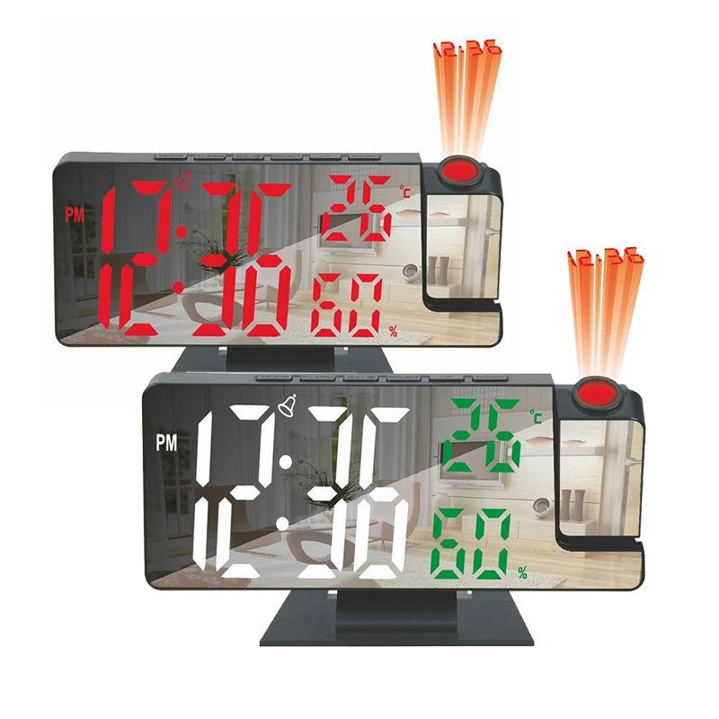 New LED Digital Mirror Desk Clock Silent Snooze Alarm Clock Temperature Display Brightness Adjustment External Power Supply