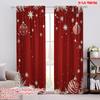 2pcs,2D Plane Printing Window Curtain Christmas Ornaments Snowflakes Festive Holiday Polyester Woven (without Rod) Festive