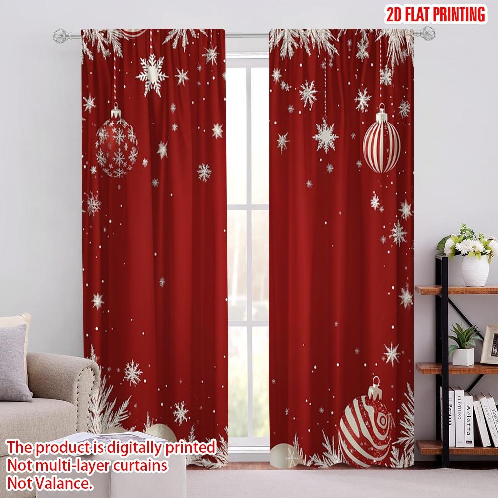 

2pcs,2D plane printing Window Curtain Christmas Ornaments Snowflakes Festive Holiday Polyester Woven (without rod) Festive 52.50 × 116.00 cm 2 pcs