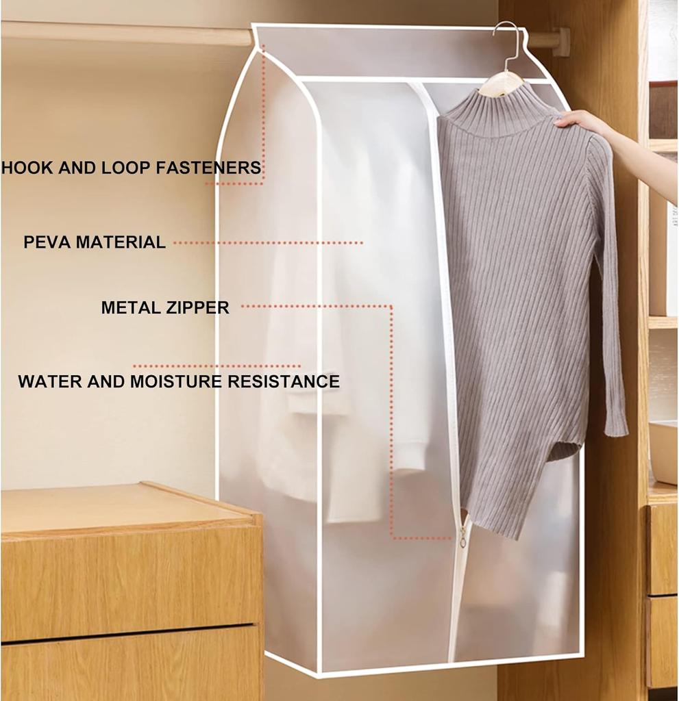 Clothes Dust Cover Dustproof Garment Cloth Storage Waterproof Suit Coat Protector Storage Bag Hanging Organizer for Wardrobe