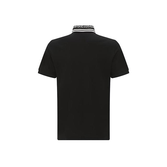 Emporio Armani SS23 Logo Striped Print Casual Short Sleeve Polo Shirt Men Polo Shirts Black 3R1F67-1JCYZ-0091