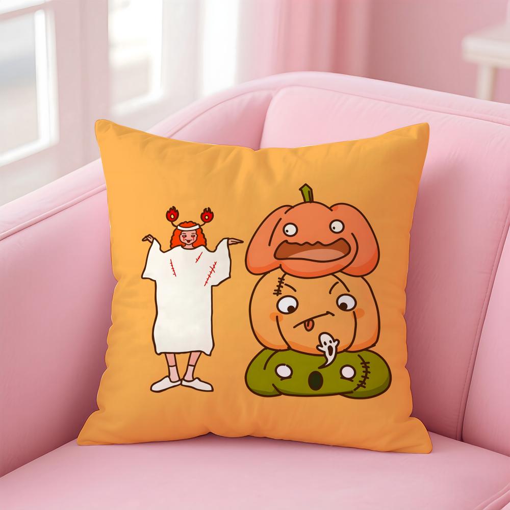 Halloween Funy Abstract Art Cushion Cover Linen Pillowcase Cover Soft Decor for Sofa Home Room