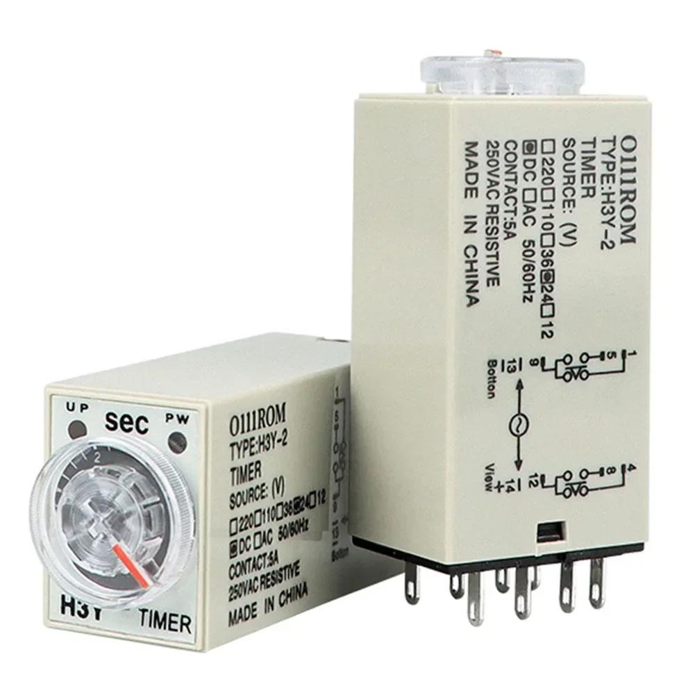 Time Relay Delay Timer Relay AC220V DC24V Adjustable H3Y-2 Industrial Commercial Supplies Brand New For Electrical Testing