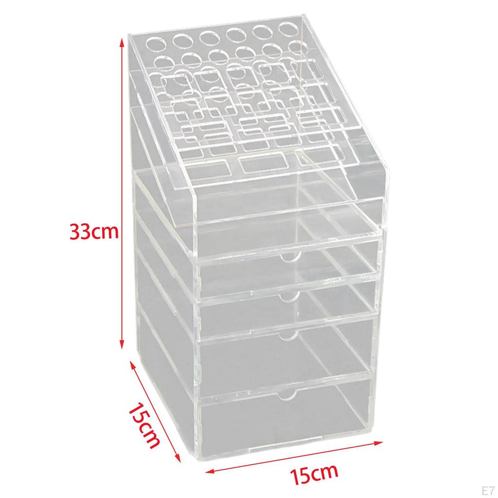 Acrylic Pen Holder Desk Organizer Multifunctional Stand Makeup Brush for Home