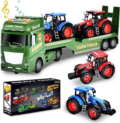Herefun Bauernhof LKW Spielzeug, Großer Traktor, Anhänger Spielzeug mit Traktor, Großer Transporter LKW, Geschenk für Kinder 3, 4, 5, 6+ Jahre