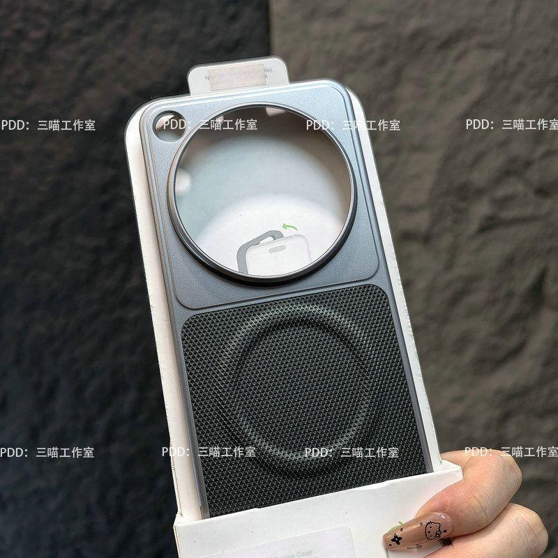 For OPPO Find X9 Ultra Case Magnetic Grid Texture Plain Leather Electroplated PC Frame Hard Phone Back Cover Dustproof Shell