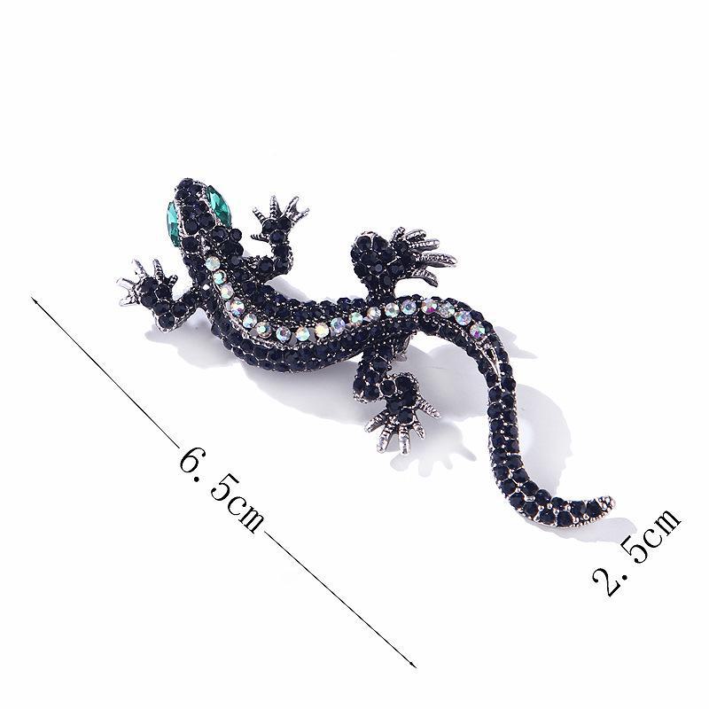 Lanhao Retro Lizard Brooch: Full Diamond Alloy Accessory for Men & Women.