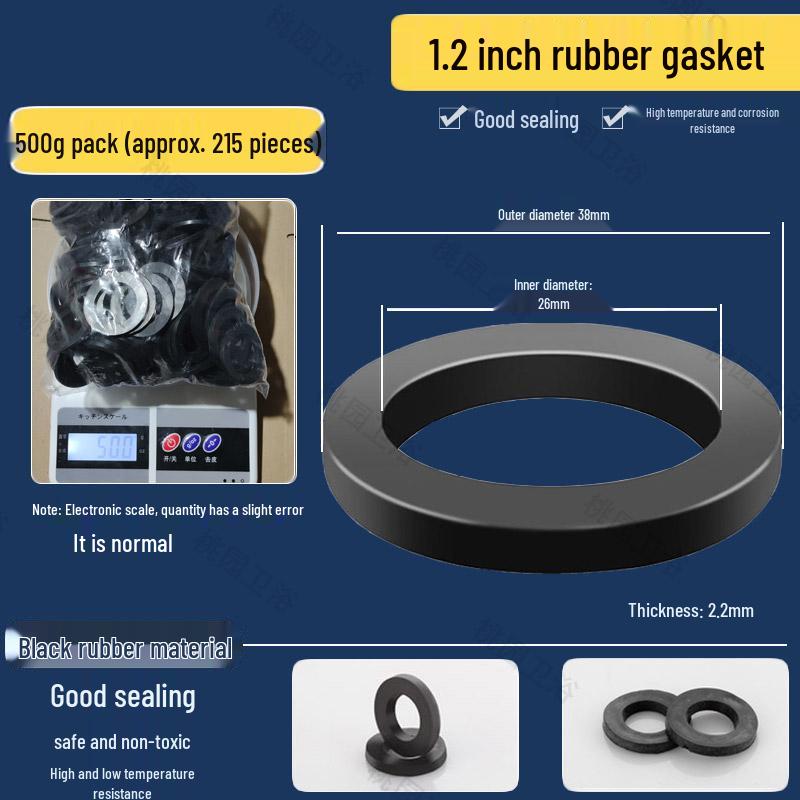 Waterproof Rubber Gasket Pad for Shower Hose & Water Meter - Fits 3/8", 1/2", 3/4", 1" Size Washers