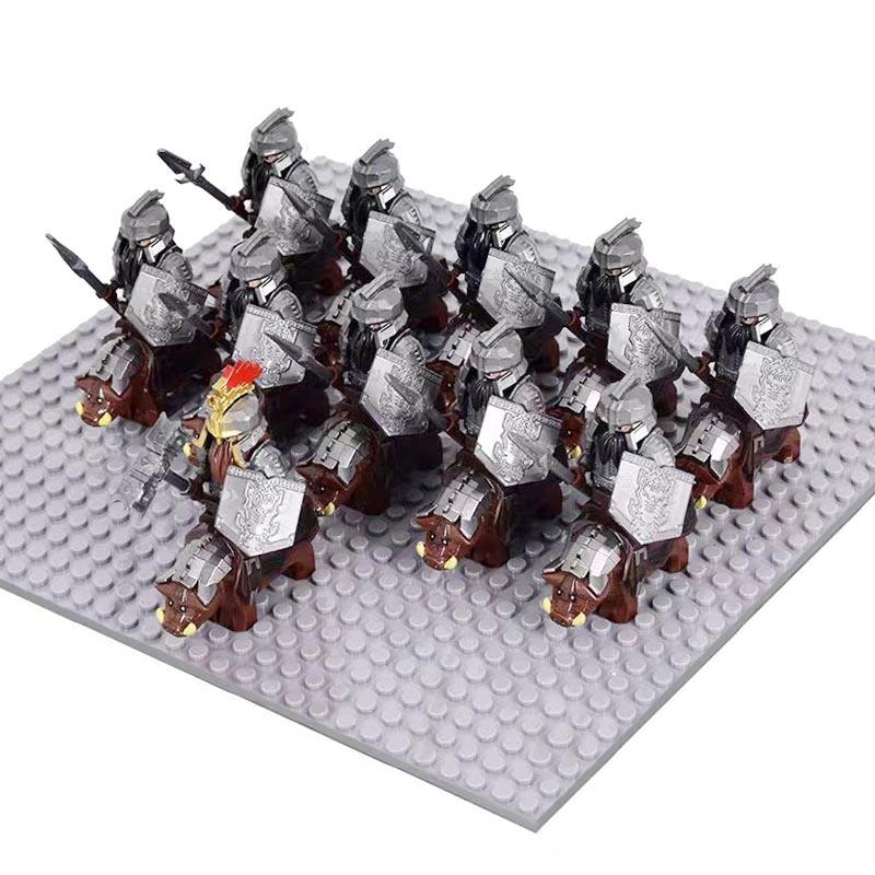 MOC Medieval Uruk-hai Orc Soldiers Raider Vargr Wolf Mount Knights Mini Figurine Building Block Set Educational Toy for Kids