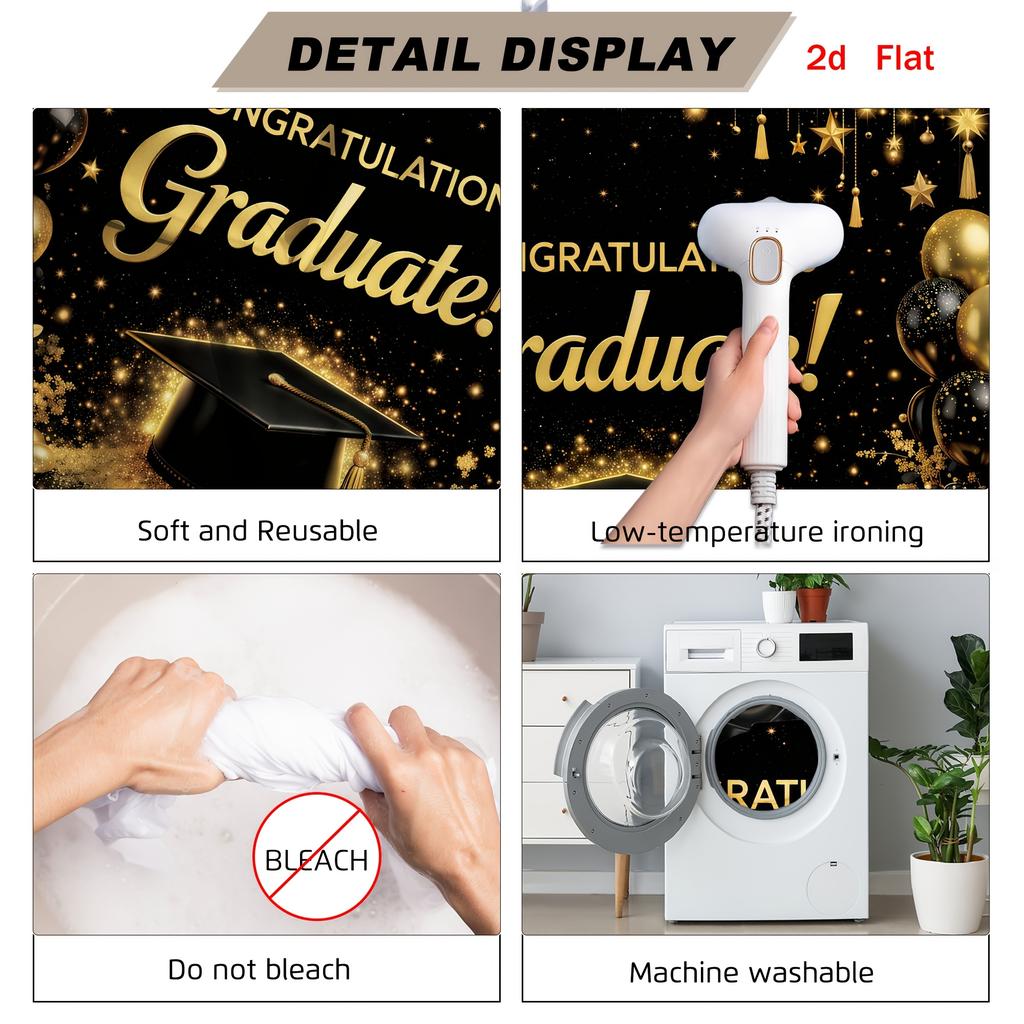 1Pcs Black Golden Starlight Graduation Decoration Background Backdrop For Photo Studio Photo Booth Party