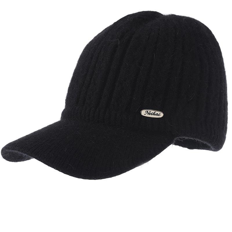 Herbst- und Winterwarme Mütze Damen Strickwolle Mode Baseballkappe Verdickte Freizeitmütze