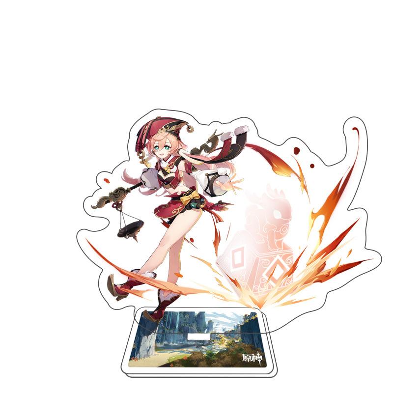 Game Genshin Impact Figure Stand Model Toy 15cm Keqing Shen He Arataki Itto Acrylic Action Plate Desk Decoration Gift