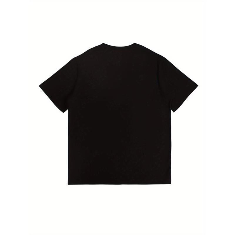 Taglie Europee Uomo Taglie Forti T-Shirt Stampata - Lettere Geometriche Audaci, Vestibilità Comoda Traspirante, Lavabile in Lavatrice Casual Corta